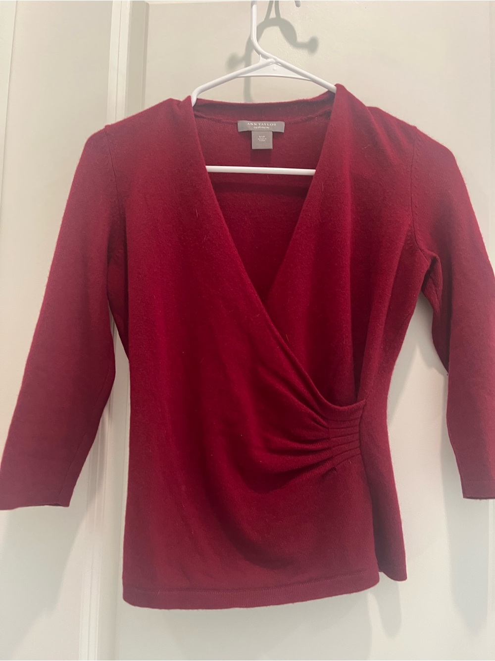 Ann Taylor Red Wrap-Style Cashmere Sweater/Top - Size XSP